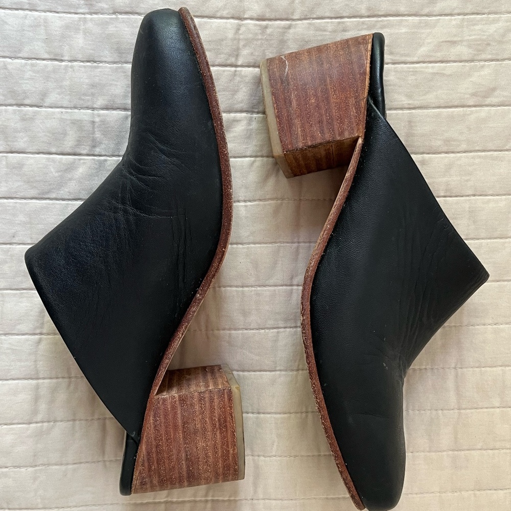 Nisolo All Day Heel Mule - Black Leather, Size 7